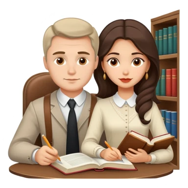 Couple learning each others language  in Montenegro russian man and elegant  Latina girl delicate with books and everything sticker