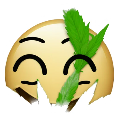 A smiley face sending a kiss with a marijuana leaf sticker