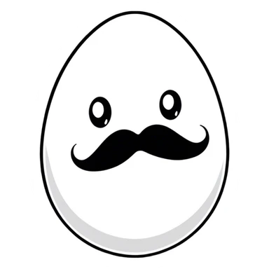Egg with a dark handlebar mustache  sticker