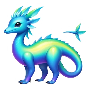 Shiny Exotic Colorful Amaura-Aurorus-Fakémon-hybrid-creature (full body)  sticker