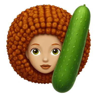 cucumber with redhead afro hair sticker