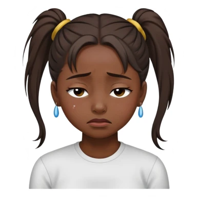 black dark girl super sad crying eyes closed wearing a ponytail sticker