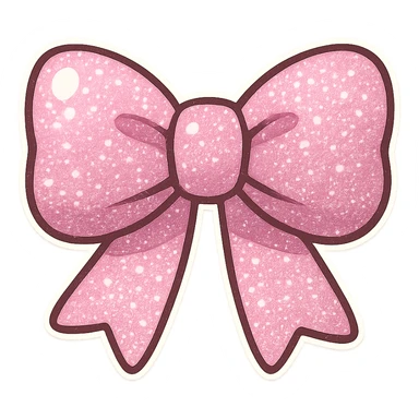 Glitter bow object, cute, shiny, no background sticker