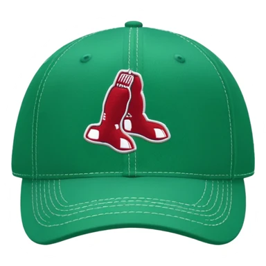 White Boston Red Sox’s logo on a light green hat sticker