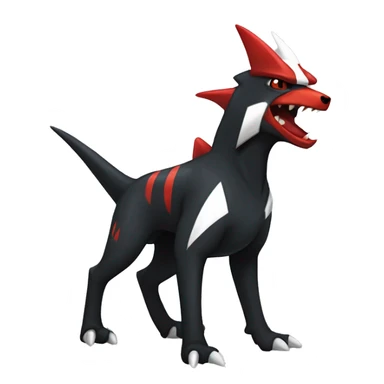 Black Cool Edgy Nargacuga-Houndoom-Garchomp Fakémon with Red and white Edgy markings sticker