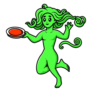 medusa throwing a frisbee to someone sticker