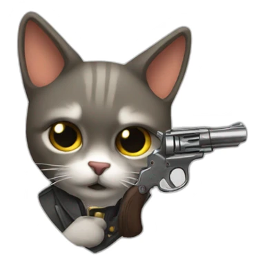 Gato con revolver  sticker