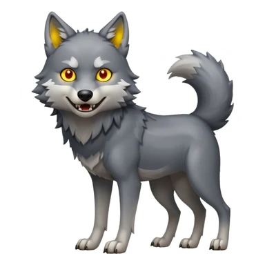 Where wolf with glowing yellow eyes looking at the camera standing on two legs  sticker