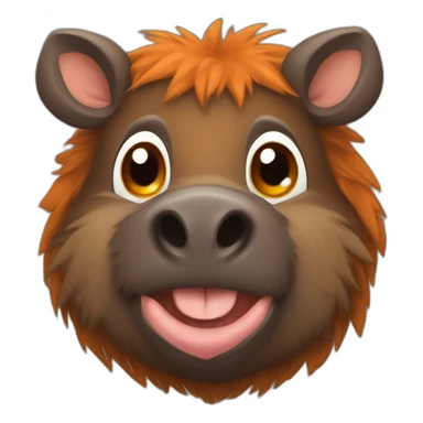furry brown boar with orange cheeks sticker