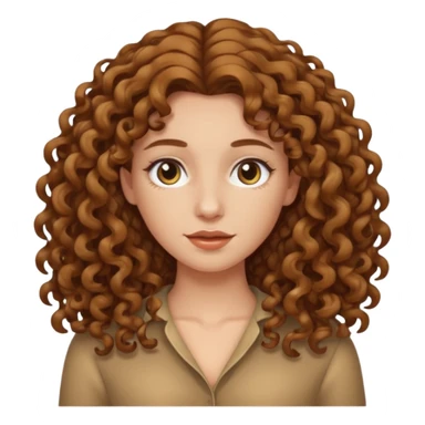 pale woman with ne meter long brown curly hair, middle part sticker