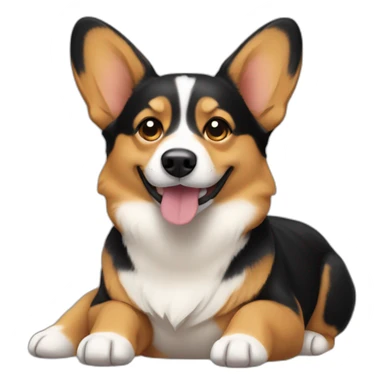 black and tan corgi lying sticker