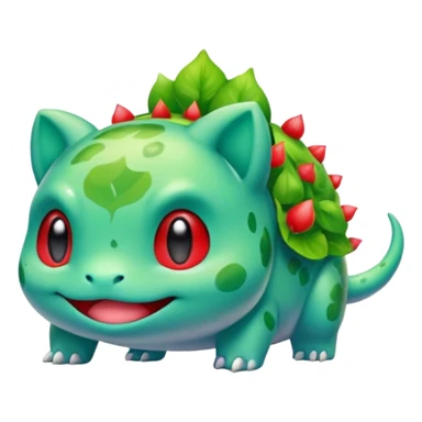 Bulbasaur as a colorful Rednote app emoji, bold and bright colors, modern app icon look, no music note sticker