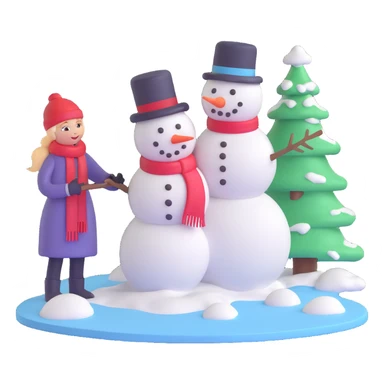 people making a snowman sticker