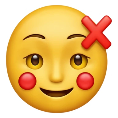 a emoji with its eyes closed, with a red X in its eyes sticker