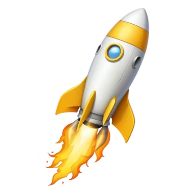 Prompt 18: "Ecom Accelerator…"
Graphic: 🚀 Rocket icon (white with yellow flame).
Animation: Rocket launches upward with trail.
Background: Transparent. sticker