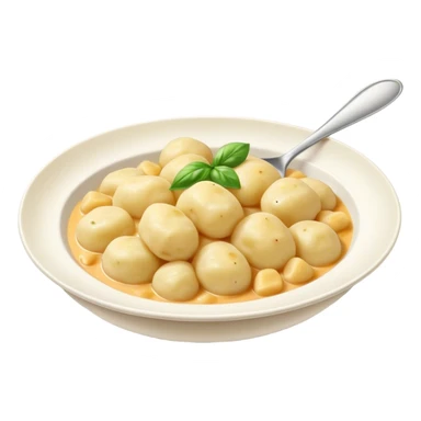 Cinematic Realistic Gnocchi Dish Emoji, showcasing tender potato dumplings in a light sauce rendered with soft textures and inviting, natural lighting. sticker