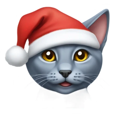 Running Russian blue cat wearing a Santa hat  sticker