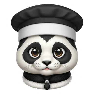 cute panda cat head with white cook hat sticker