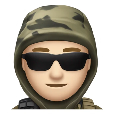 White male, call of duty black mask, camo tactical gear, camo pants, combat boots, black beanie, blue eyes sticker