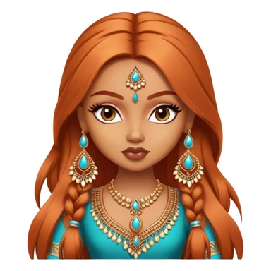 pretty bratz baddie, copper hair, light skin, desi indian style sticker