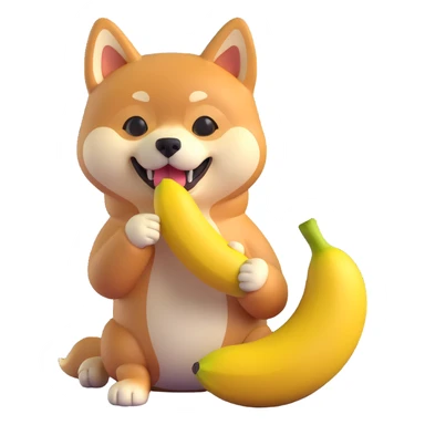shiba inu eating banana sticker
