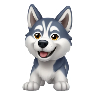 Husky playing in snow sticker