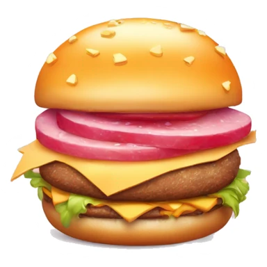 A cheese burger food item with a face. It’s wearing a pink wig, has gorgeous diva eyes with eye makeup and has plump full pink lips. It also sparkles  sticker