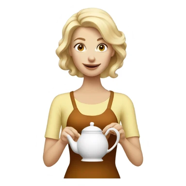 Blonde woman holding teapot sticker