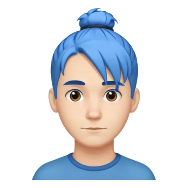 a man with blue one bun hair sticker