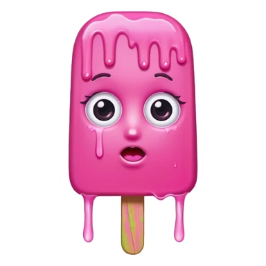 pink popsicle with eyes and hair sticker