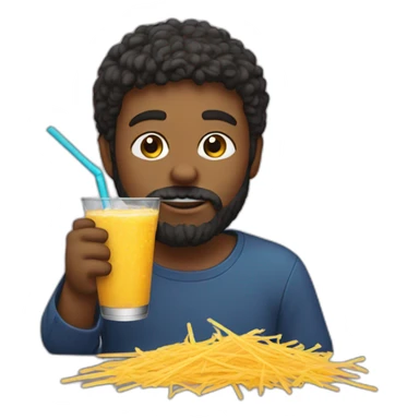 bearded boy sipping with straw sticker
