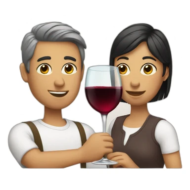 couple drinking wine sticker