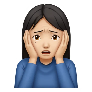 Asian woman agonizing over her head with her hands sticker