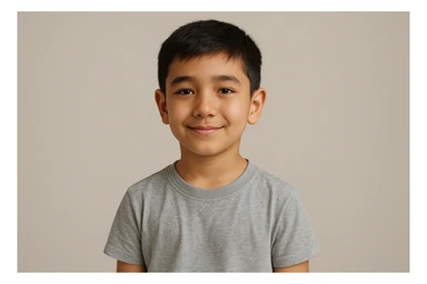 menga 10 11 yoshli bolani tasvirlab ber orqa fonda hech qanday narsa bo'lmasin va u bola o'zbek bo'lsin hech qanday milliy liboslarsiz sticker