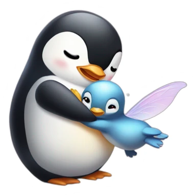 Penguin hugging fairy sticker