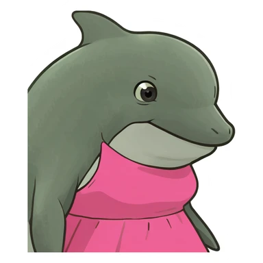 Dolphin wearing pink dress sticker