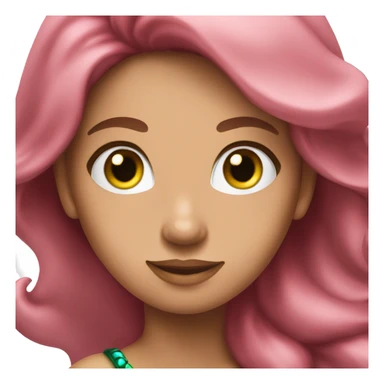 A brown-haired woman with green eyes as a pink mermaid with wings. sticker