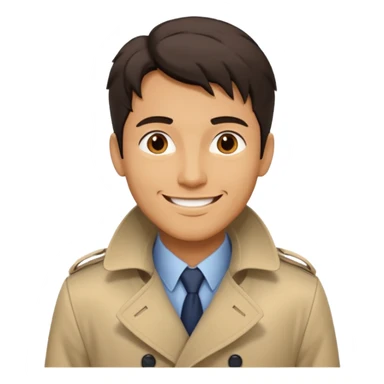 Guy in trenchcoat flashing sticker