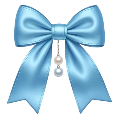Soft blue bow with hanging pearl  sticker