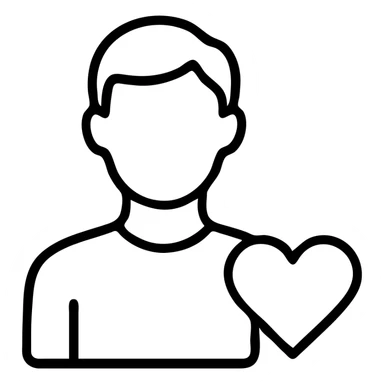 Boyfriend outline icon, male figure with heart symbol sticker