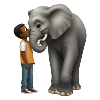 Man kissing elephant  sticker