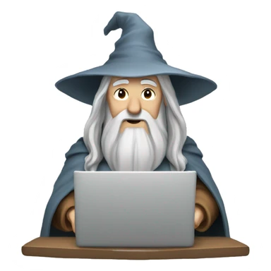 gandalf the wizard using laptop sticker