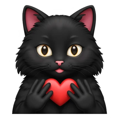  Black cat doing heart hands sticker