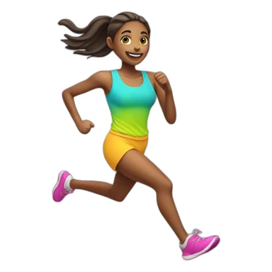 running cartoon girl with bright colors sticker
