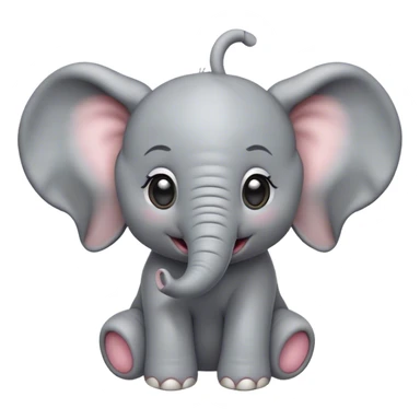 Cinematic Comical Baby Elephant Portrait Emoji, Head tilted dramatically with an exaggeratedly amused expression, featuring a striking soft gray hide with oversized, quirky ears and wide, expressive eyes full of playful disbelief, Simplified yet hilariously expressive features, highly detailed, glowing with a slightly sassy glow, high shine, dramatic yet playful, stylized with an air of cheeky mischief, bright and endearing, soft glowing outline, capturing the essence of a spirited and over-the-top baby elephant, so meme-worthy it feels like it could trumpet its way into internet fame instantly! sticker