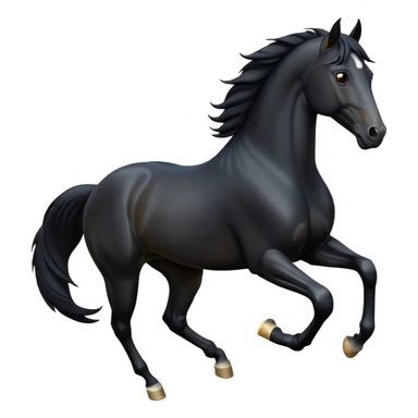 cinematic-[black horse]-realistic-full-body-galopping-emoji,-tail-flicking-lazily,-head-tilted-dramatically,-sleek-[black]-coat,-simplified-yet-realistic-focused-features,-highly-detailed,-glowing-with-an-almost-sarcastic-glow sticker