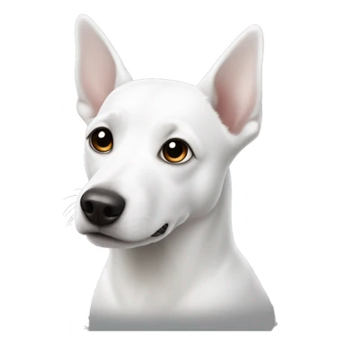 White dog with one black circle around eye and pointed ears sticker