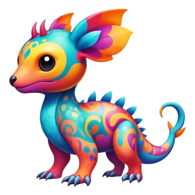 colorful vibrant Fakémon-creature with random markings sticker