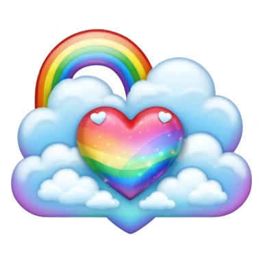 heart glow in the dark rainbow with clouds sticker
