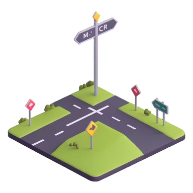 crossroads with signpost pointing in two different directions sticker